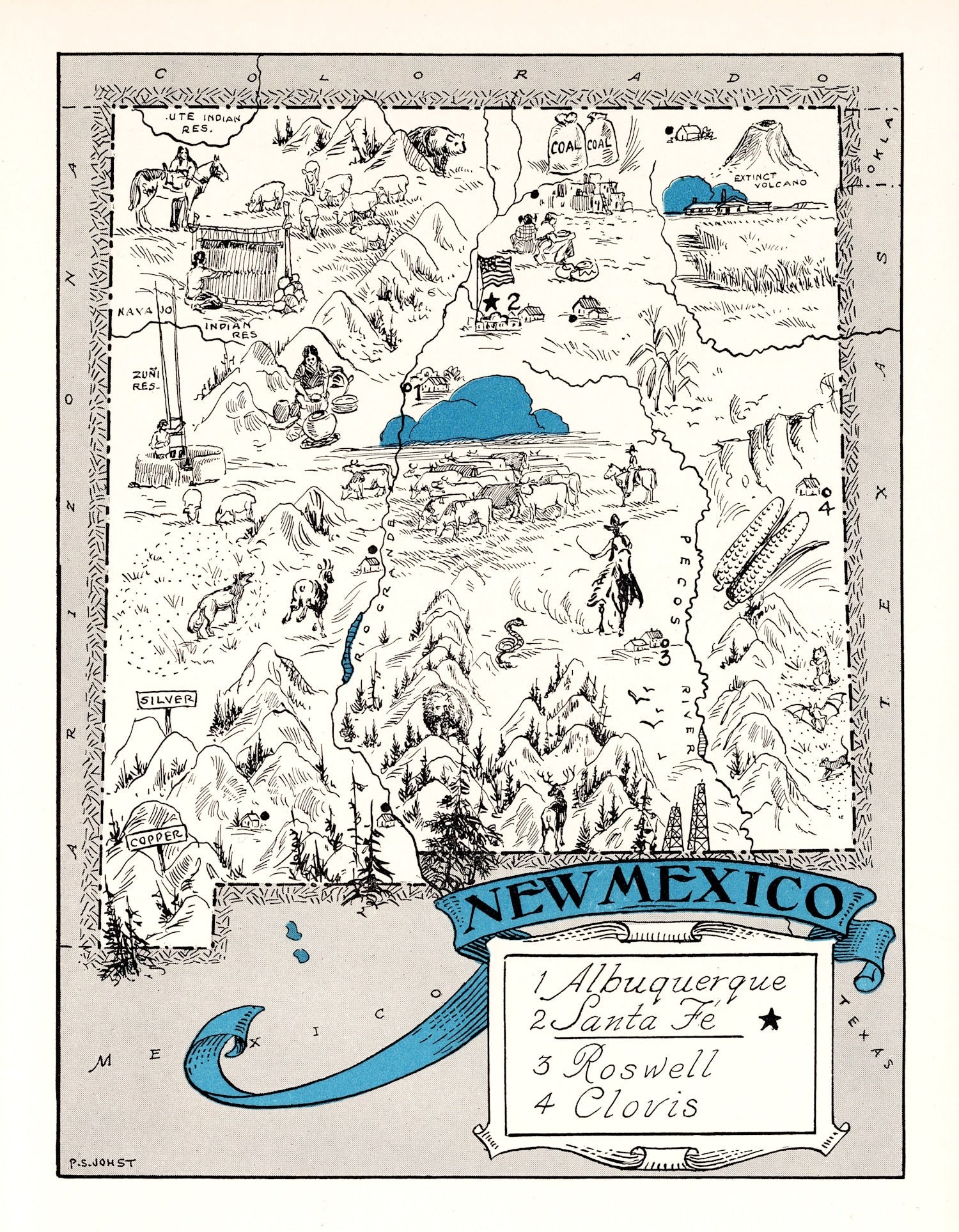 Vintage Map of New Mexico 1931