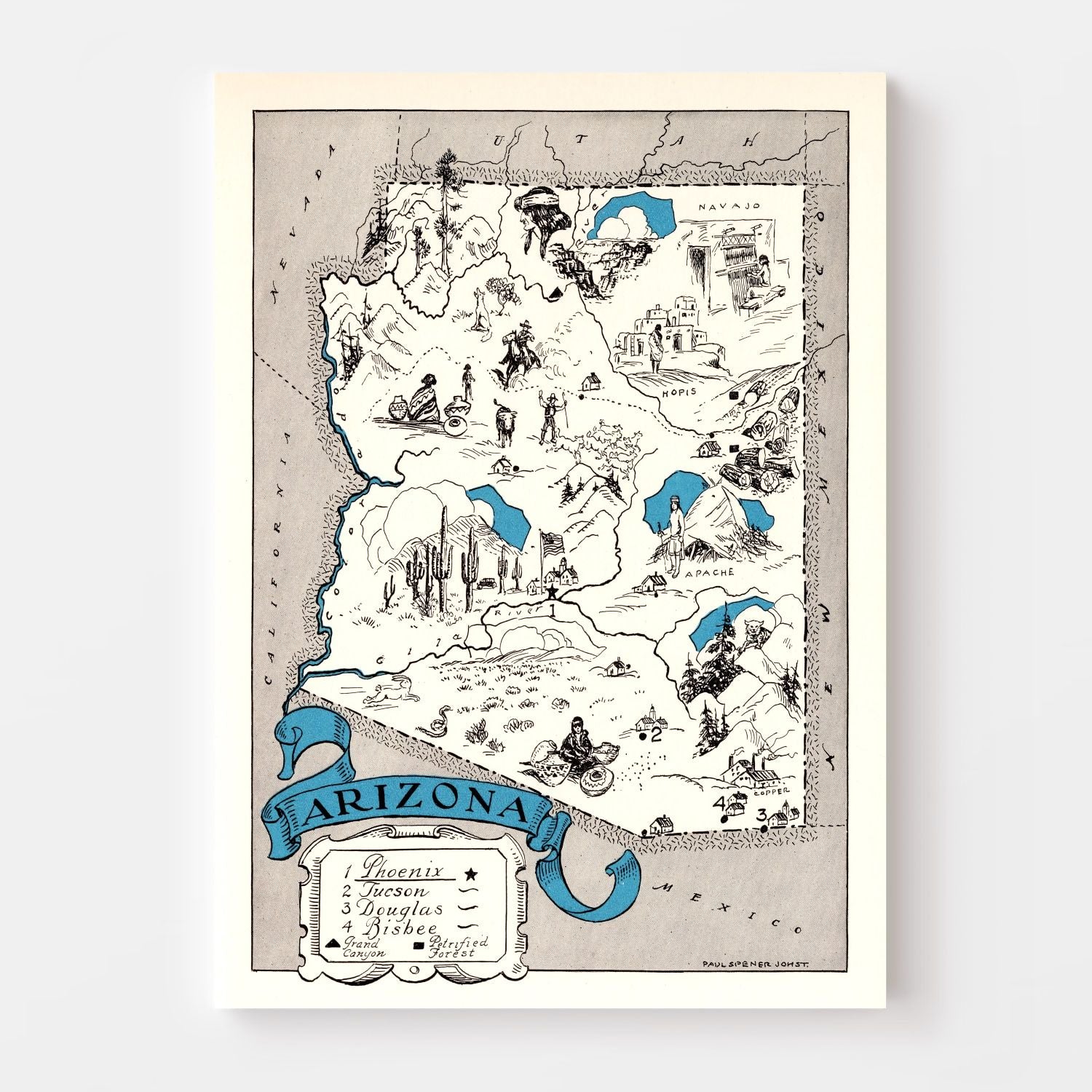 Vintage Map of Arizona 1931