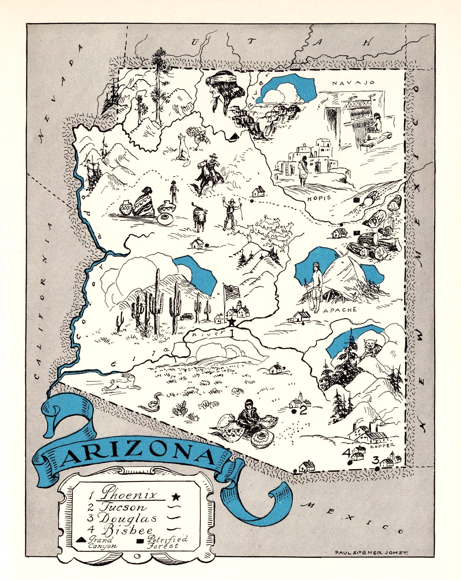 Vintage Map of Arizona 1931