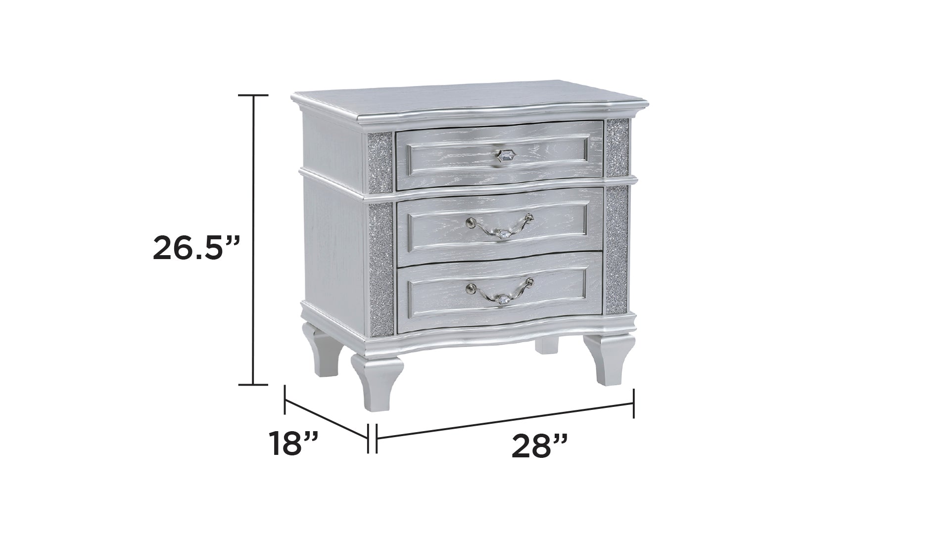 Mystic Contemporary Style Upholstered LED headboard King 5PC Bedroom Set made with Wood in Silver(CA Inventory)