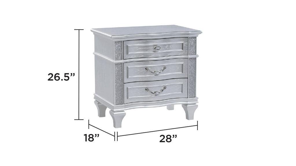 Mystic Contemporary Style Upholstered LED headboard Queen 5PC Bedroom Set made with Wood in Silver(NJ Inventory)