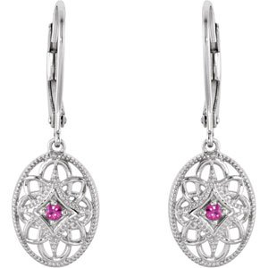 Sterling Silver Natural Ruby Lever Back Earrings – image 2