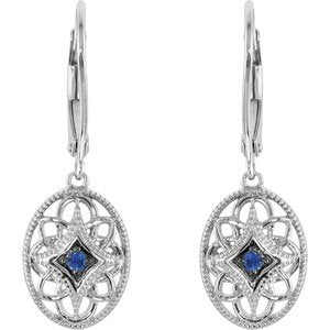 Sterling Silver Natural Blue Sapphire Lever Back Earrings – image 2