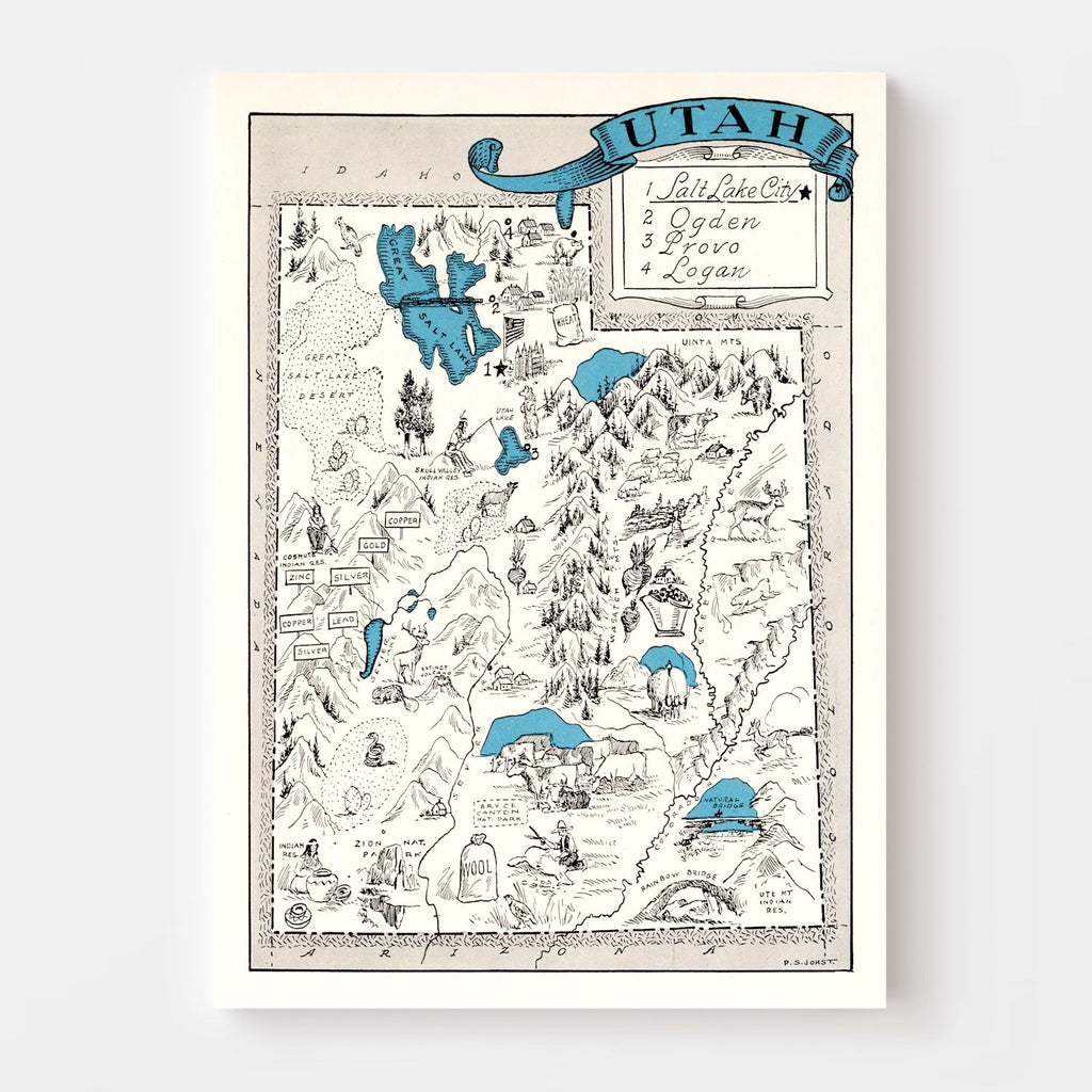 Vintage Map of Utah 1931