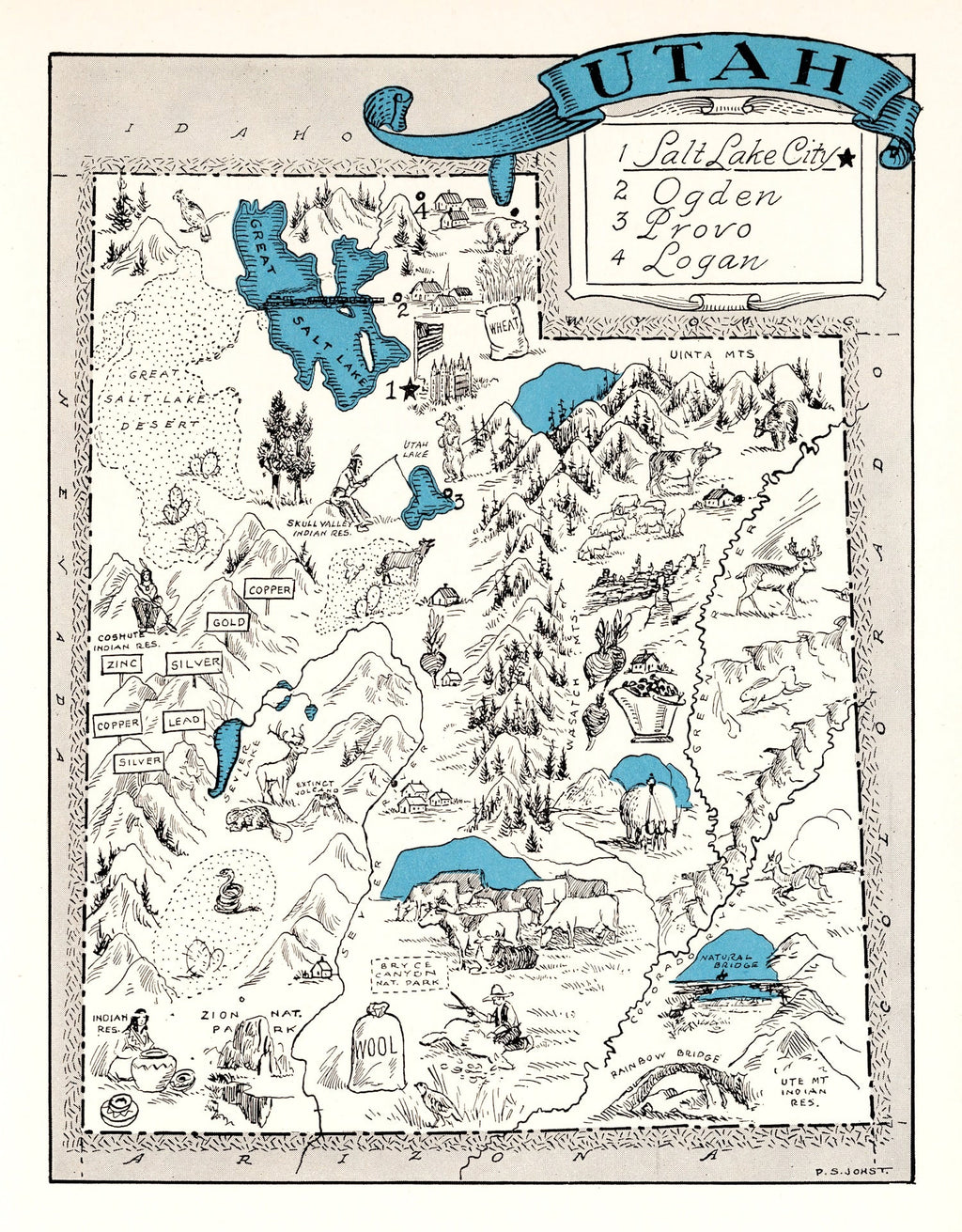 Vintage Map of Utah 1931