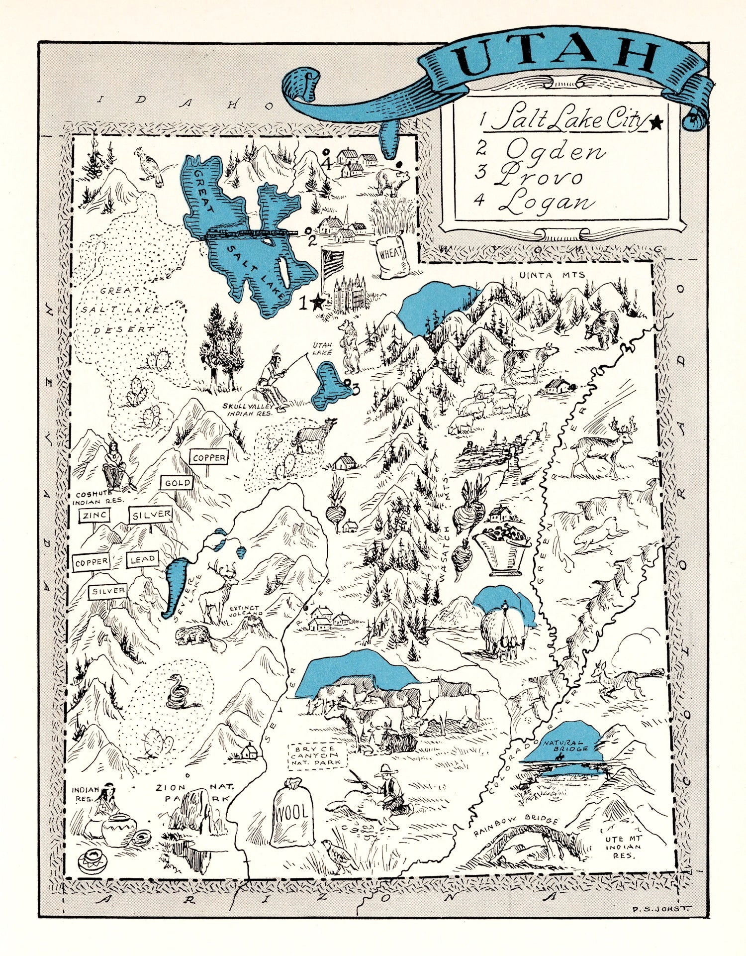 Vintage Map of Utah 1931
