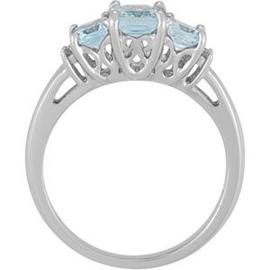 14K White Gold Natural Aquamarine & .05 CTW Natural Diamond Ring