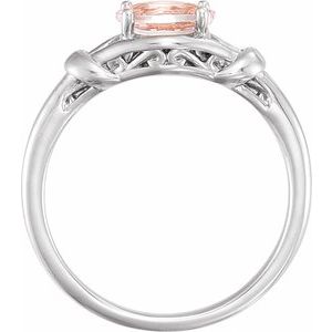 Platinum 6x4 mm Natural Pink Morganite Knot Ring