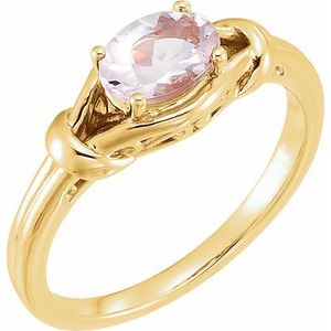 14K Yellow Gold 5x3 mm Natural Pink Morganite Knot Ring