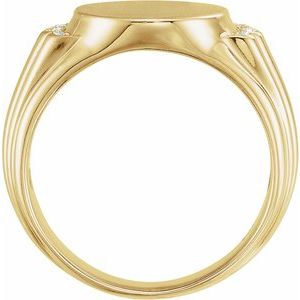 14K Yellow Gold .07 CTW Natural Diamond 14.5x13 mm Oval Signet Ring