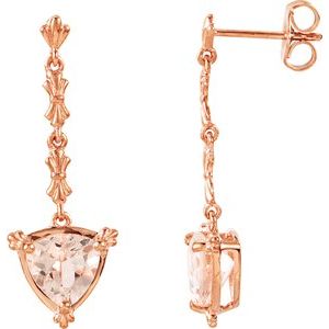 14K Rose Gold Natural Pink Morganite Vintage-Inspired Earrings