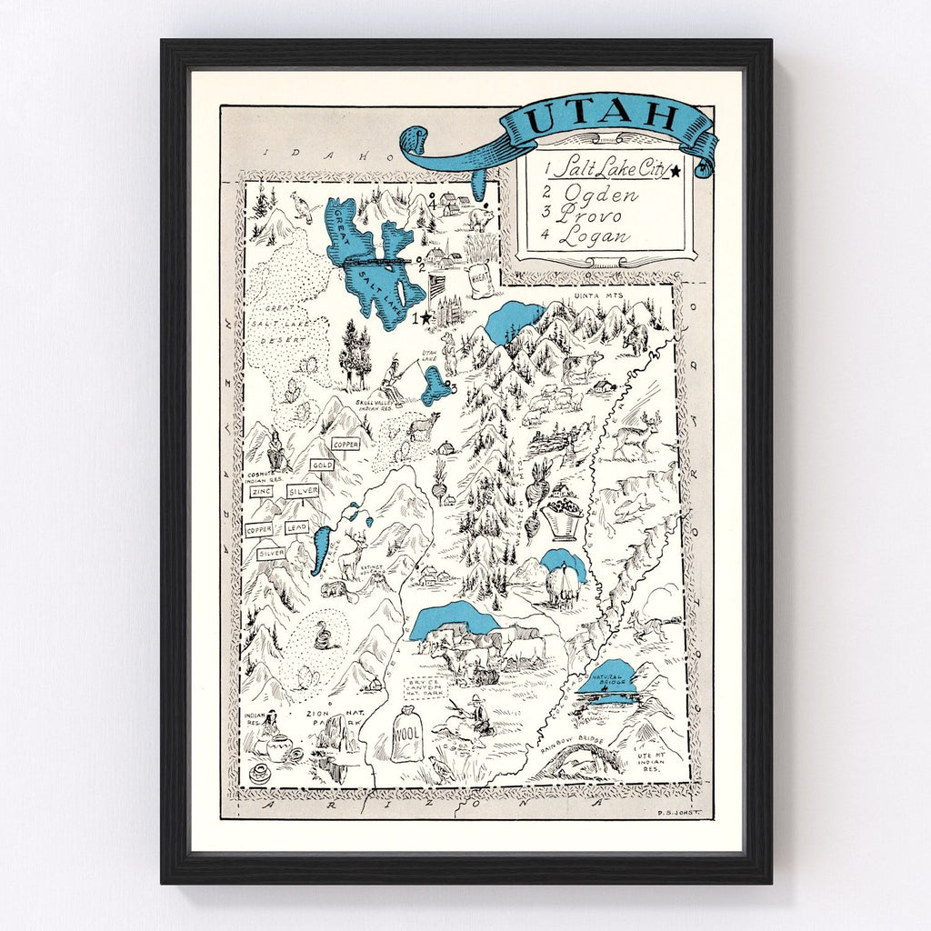 Vintage Map of Utah 1931