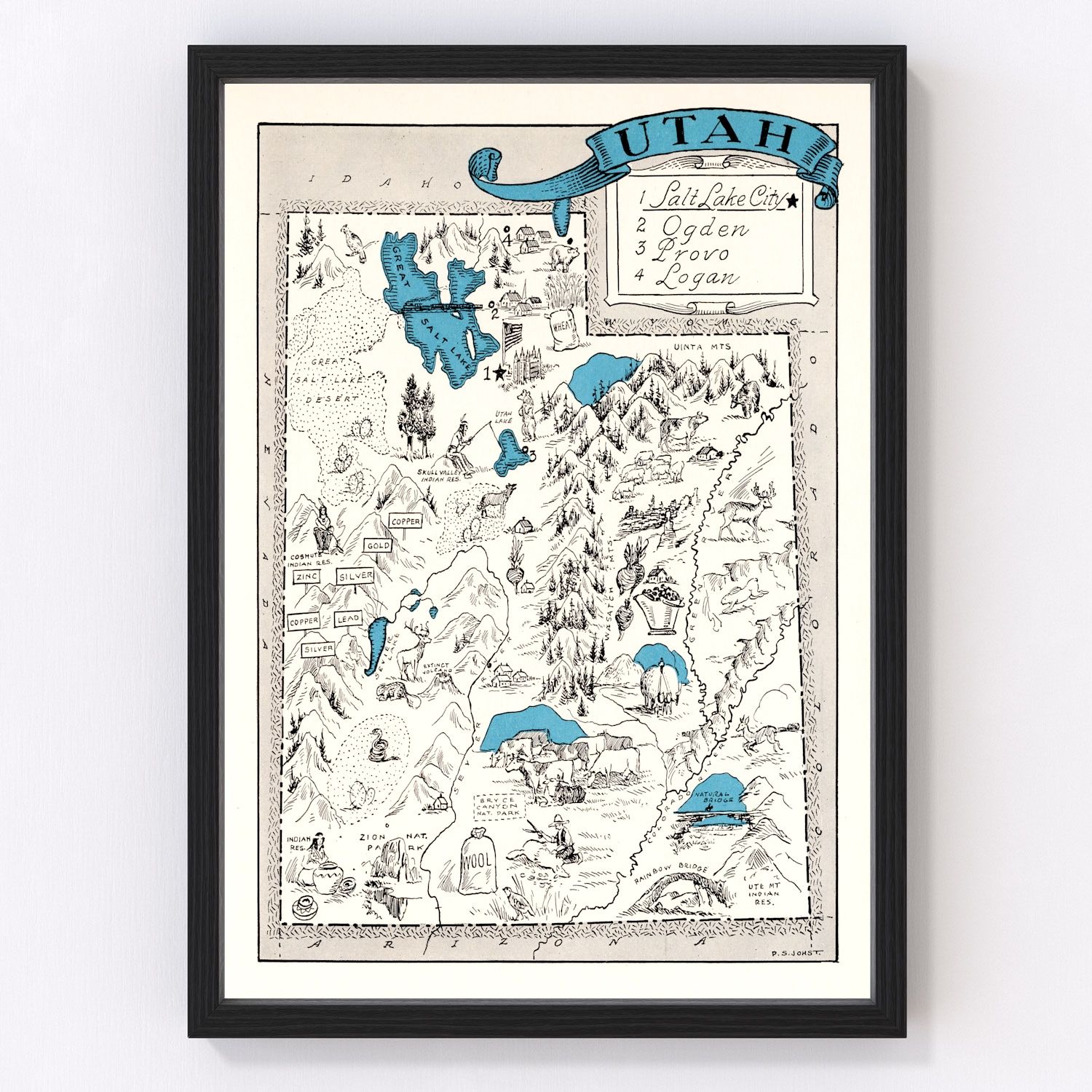 Vintage Map of Utah 1931