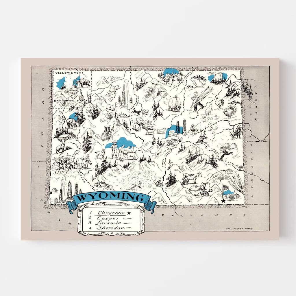 Vintage Map of Wyoming 1931