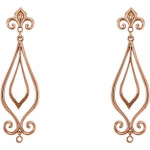 14K Rose Gold Fleur-de-lis Earring Mounting – image 2