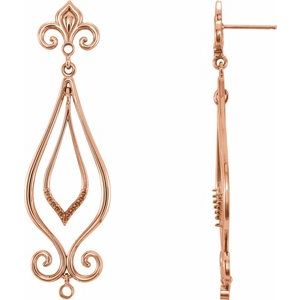 14K Rose Gold Fleur-de-lis Earring Mounting
