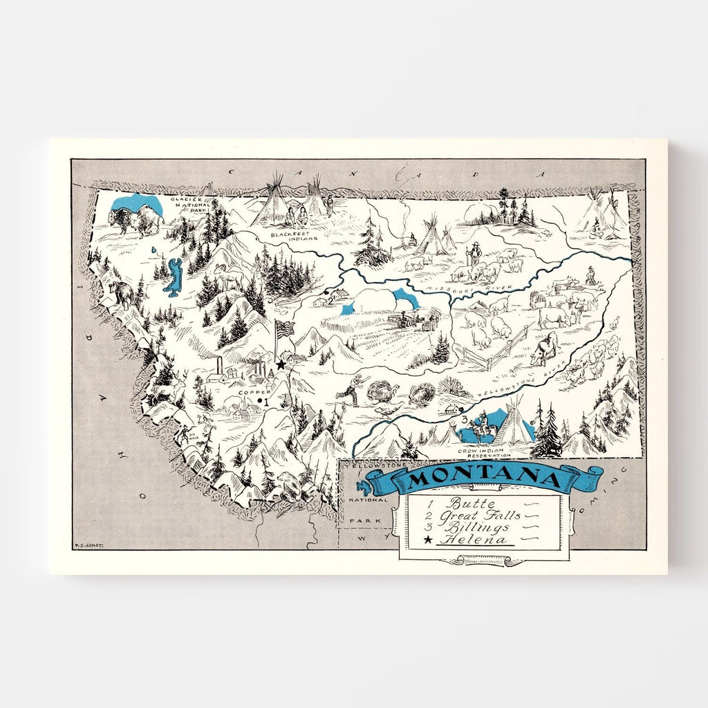 Vintage Map of Montana 1931