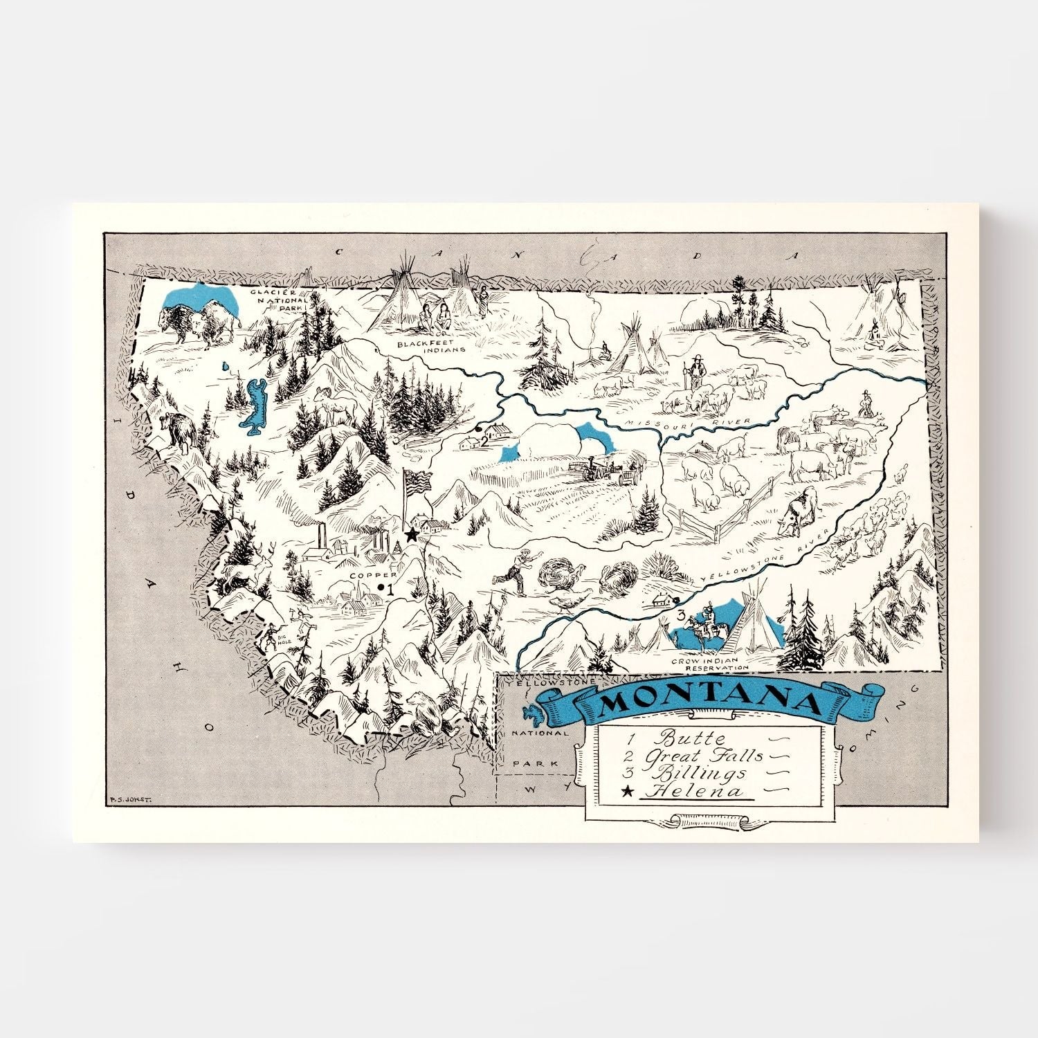 Vintage Map of Montana 1931