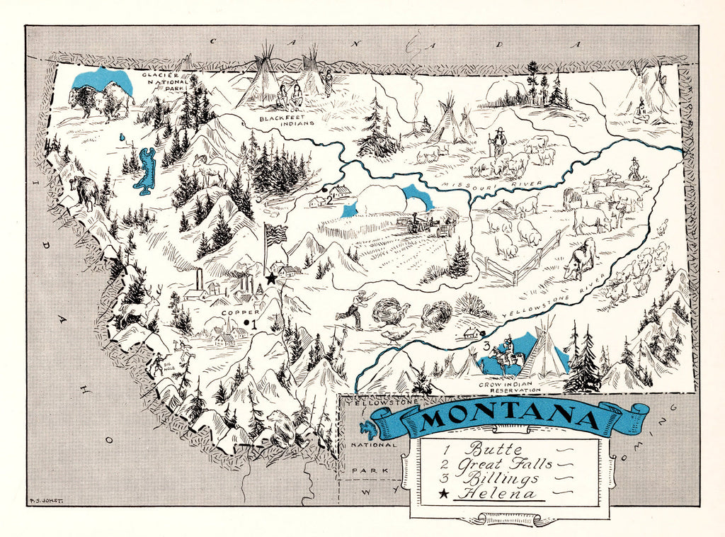 Vintage Map of Montana 1931