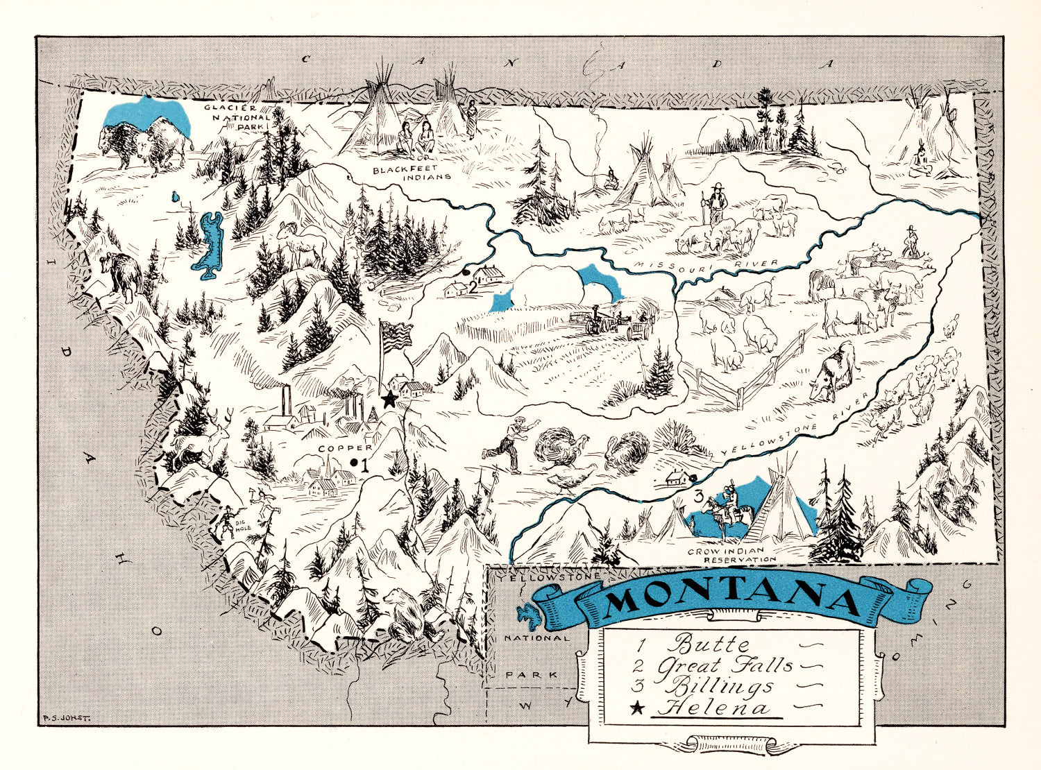 Vintage Map of Montana 1931