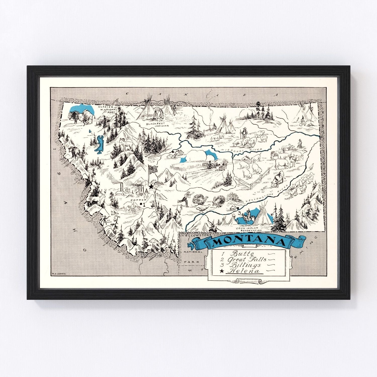 Vintage Map of Montana 1931