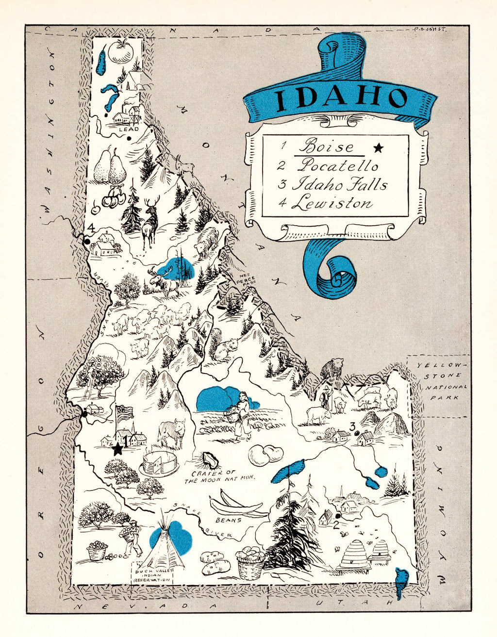 Vintage Map of Idaho 1931