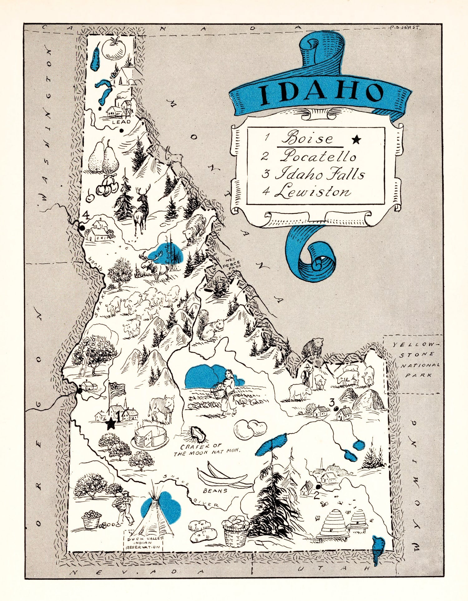 Vintage Map of Idaho 1931