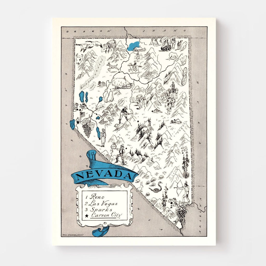 Vintage Map of Nevada 1931