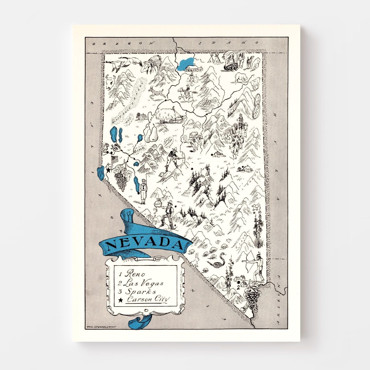 Vintage Map of Nevada 1931