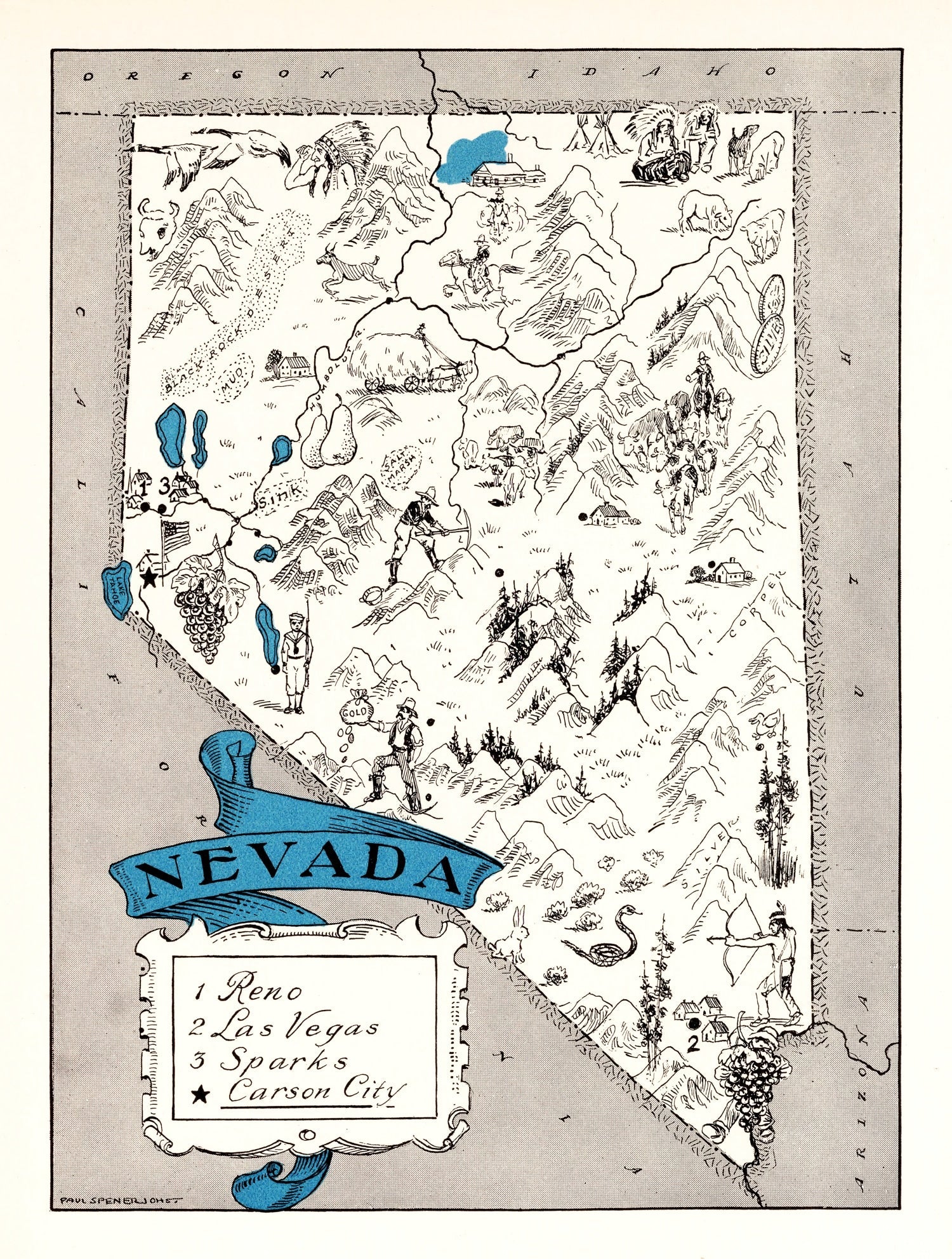 Vintage Map of Nevada 1931