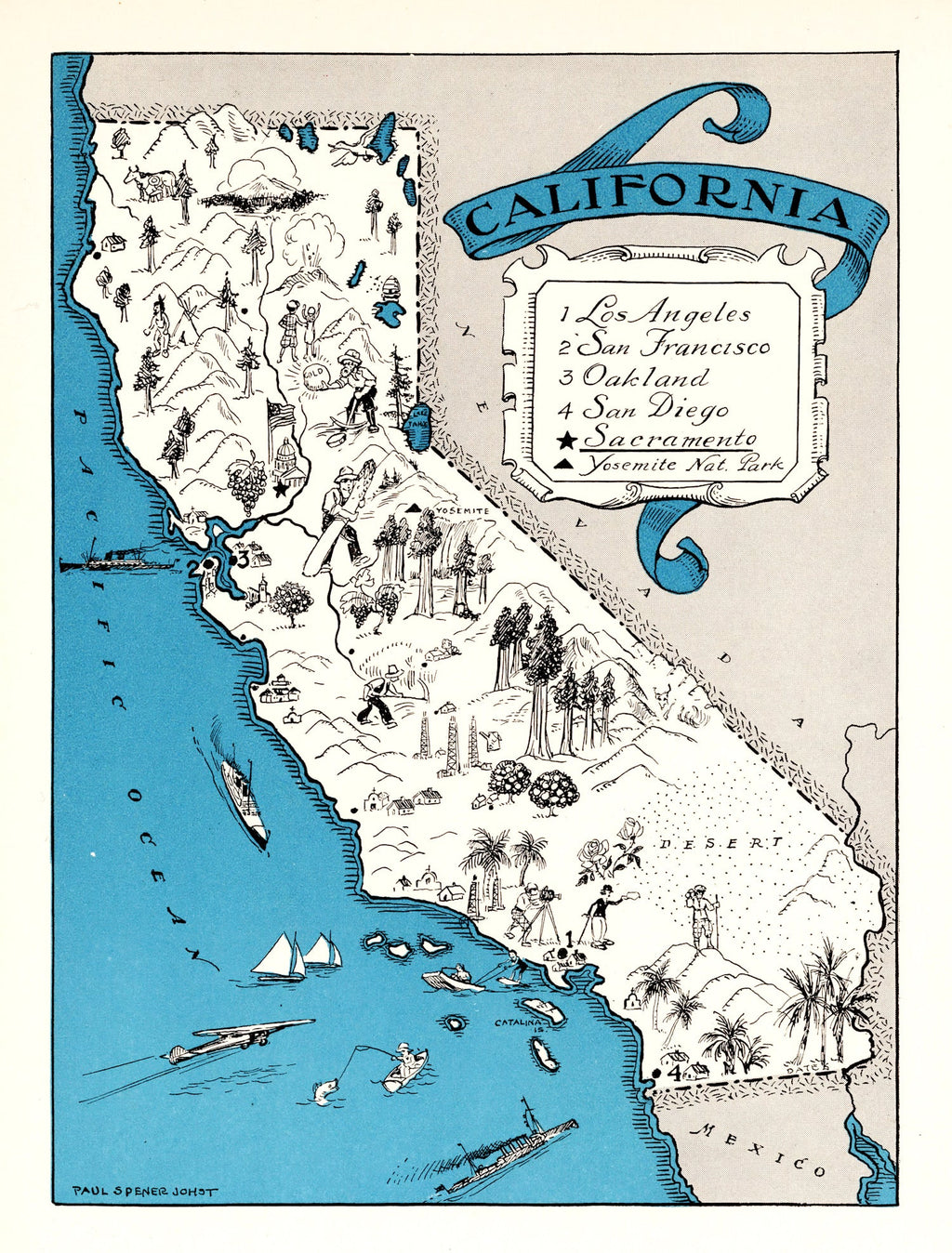 Vintage Map of California 1931