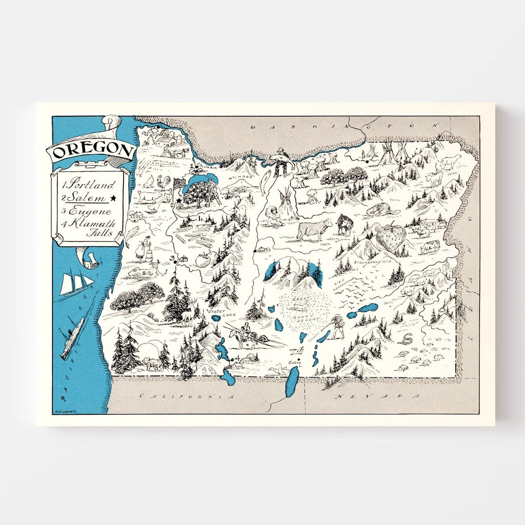 Vintage Map of Oregon 1931