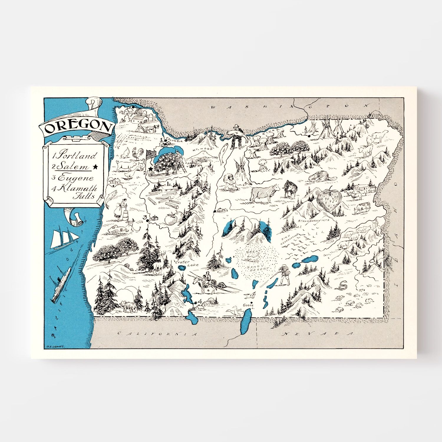 Vintage Map of Oregon 1931
