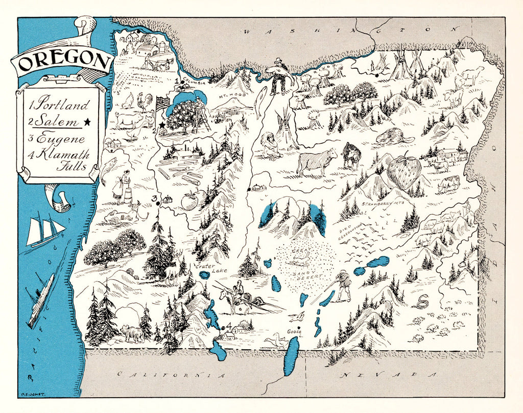 Vintage Map of Oregon 1931