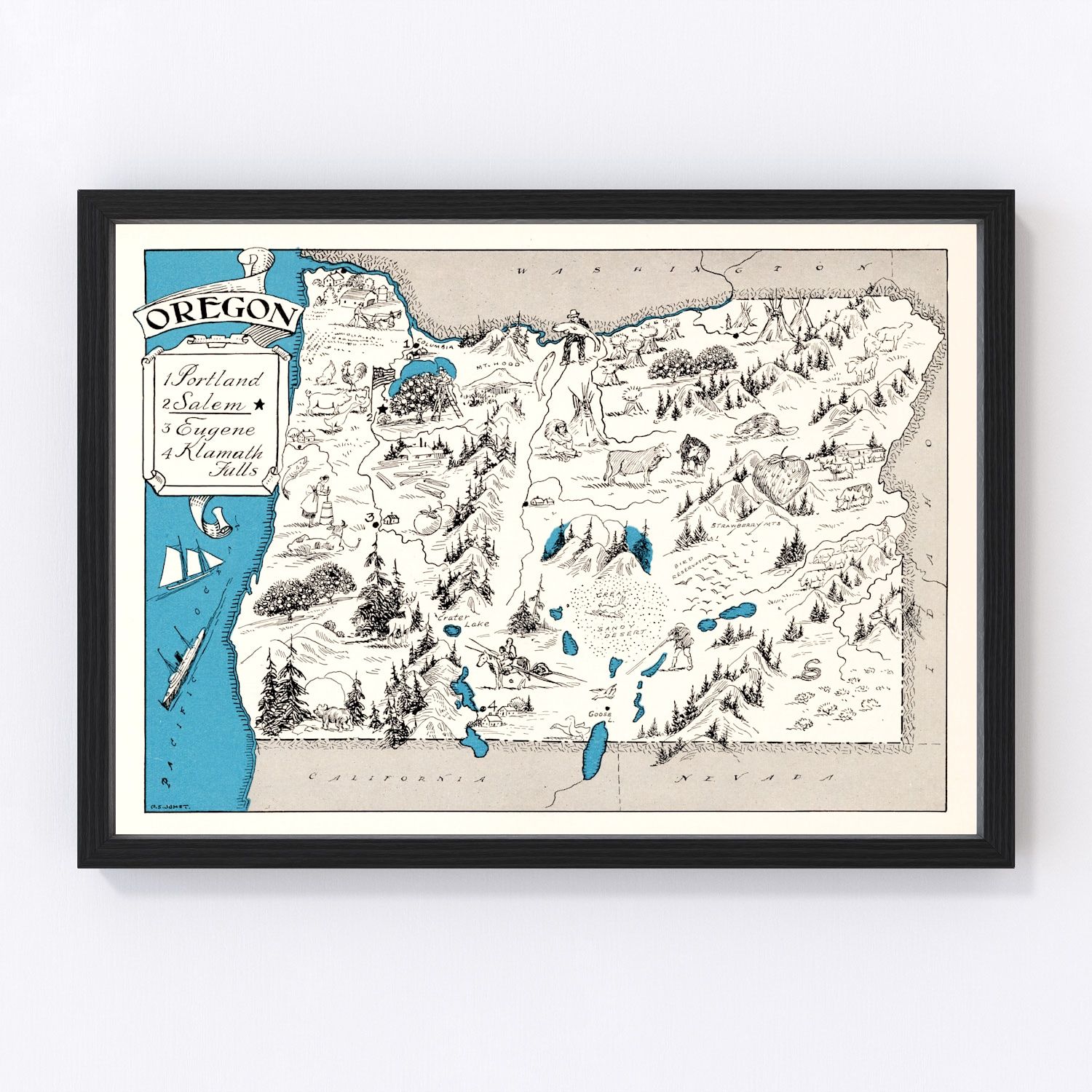 Vintage Map of Oregon 1931