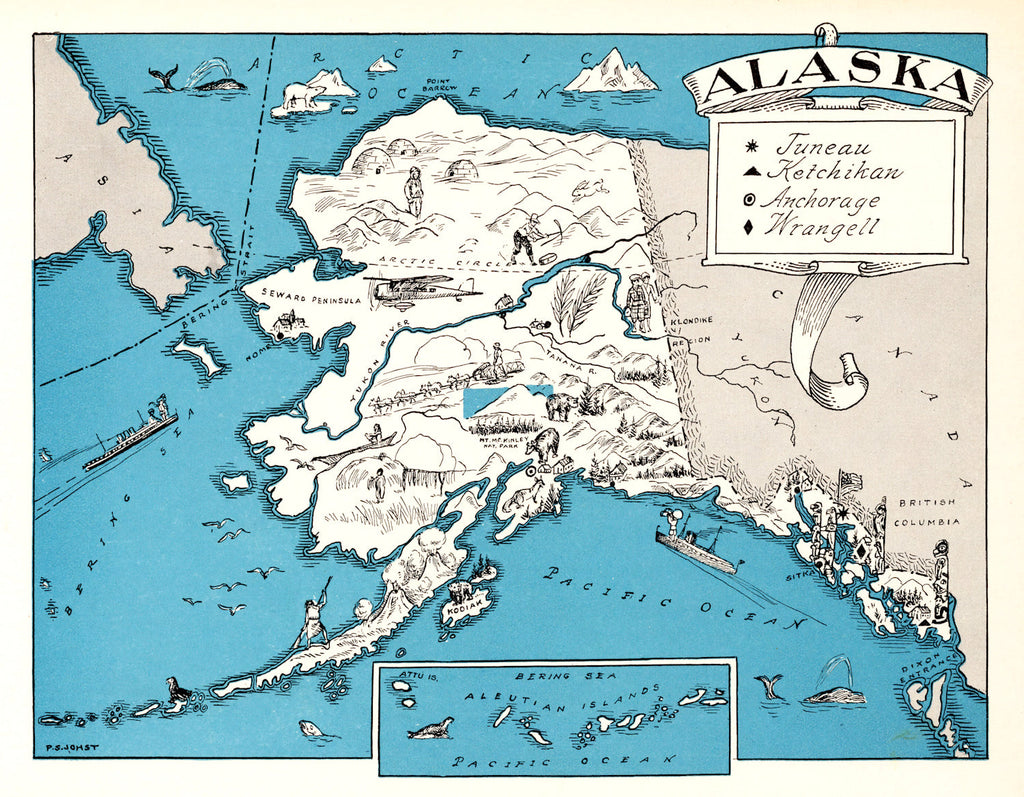 Vintage Map of Alaska 1931