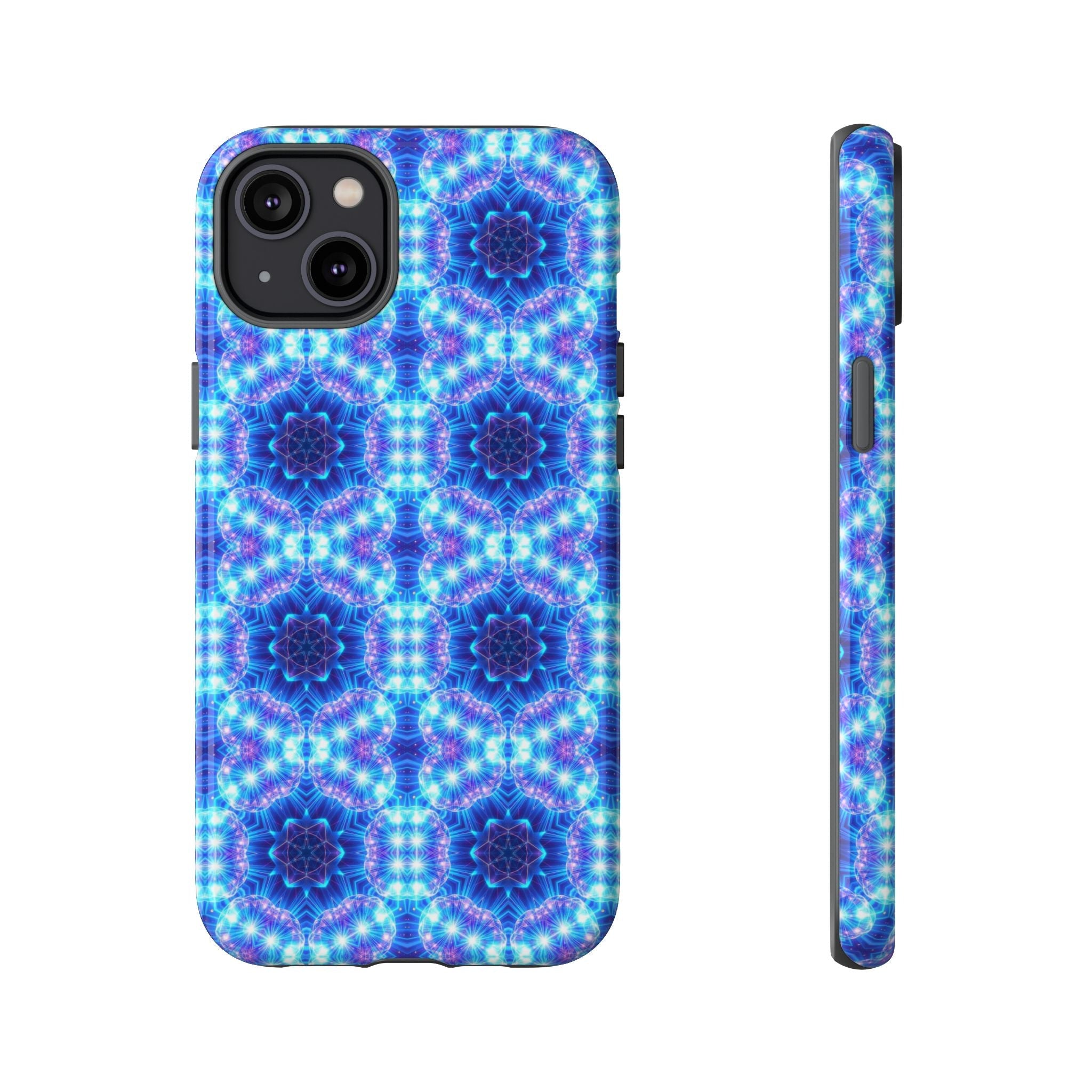 Blue Mandalas with Neon Lights Tough Phone Cases