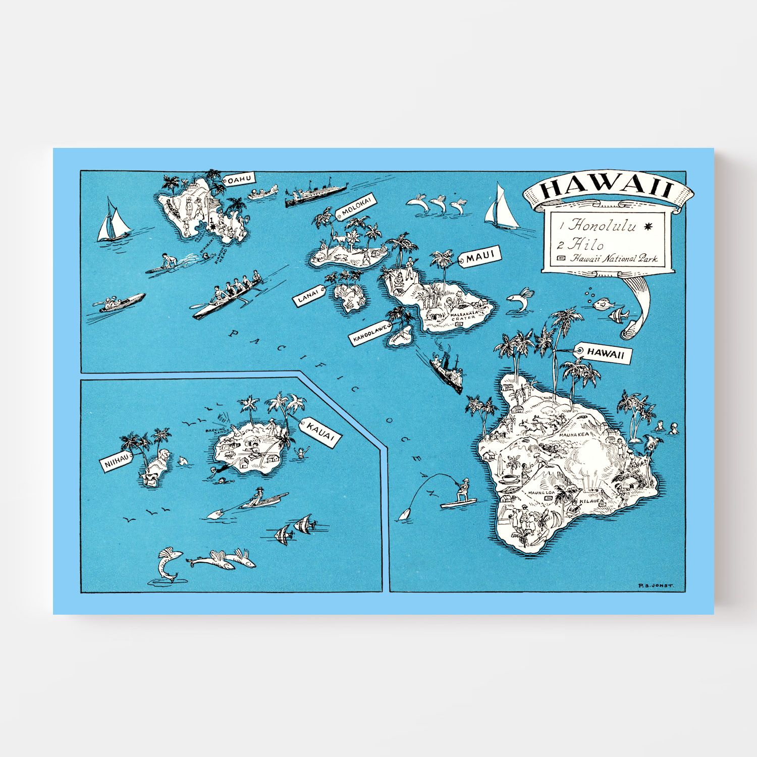 Vintage Map of Hawaii 1931