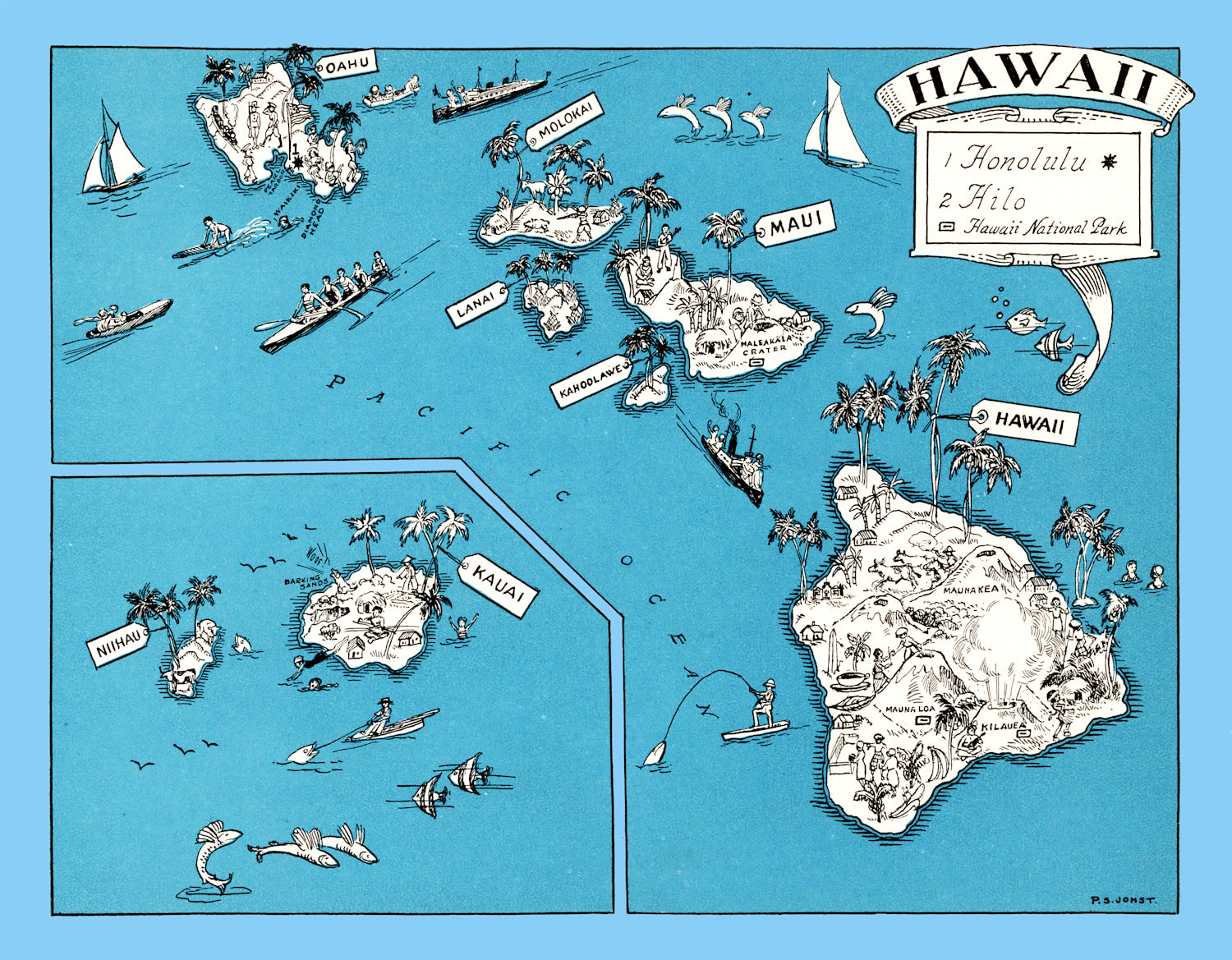 Vintage Map of Hawaii 1931