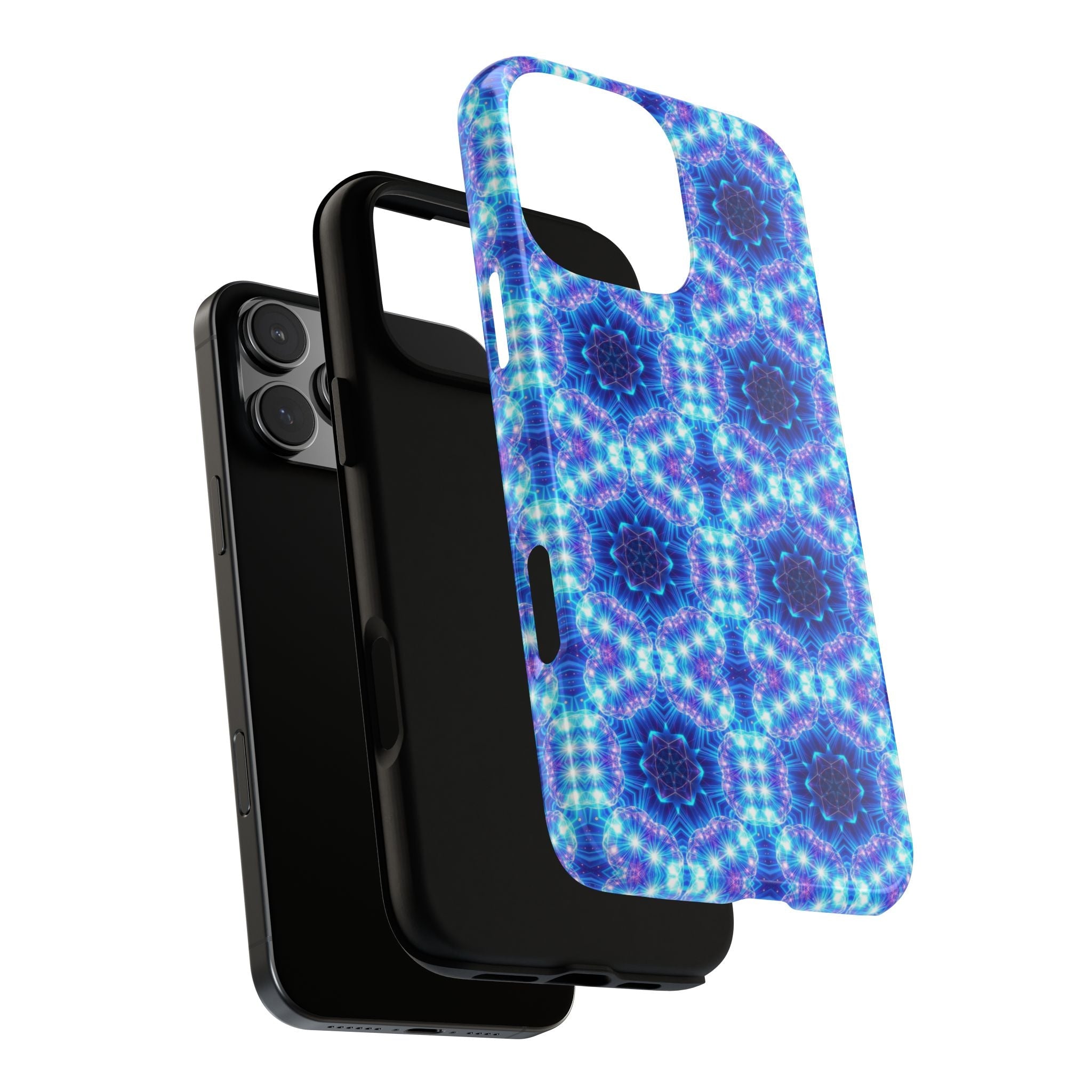 Blue Mandalas with Neon Lights Tough Phone Cases