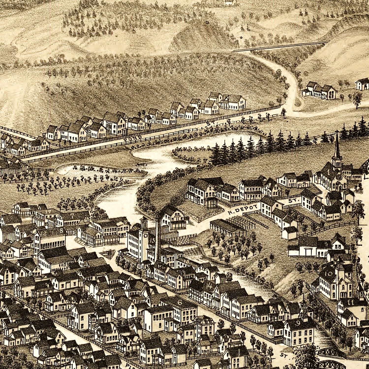 Vintage Map of Ludlow, Vermont 1885