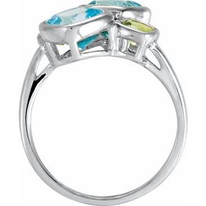 Sterling Silver Natural Sky Blue Topaz & Natural Peridot Ring