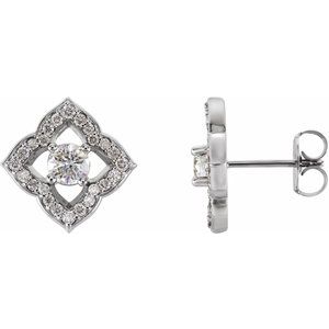 Sterling Silver 3/4 CTW Natural Diamond Halo-Style Clover Earrings