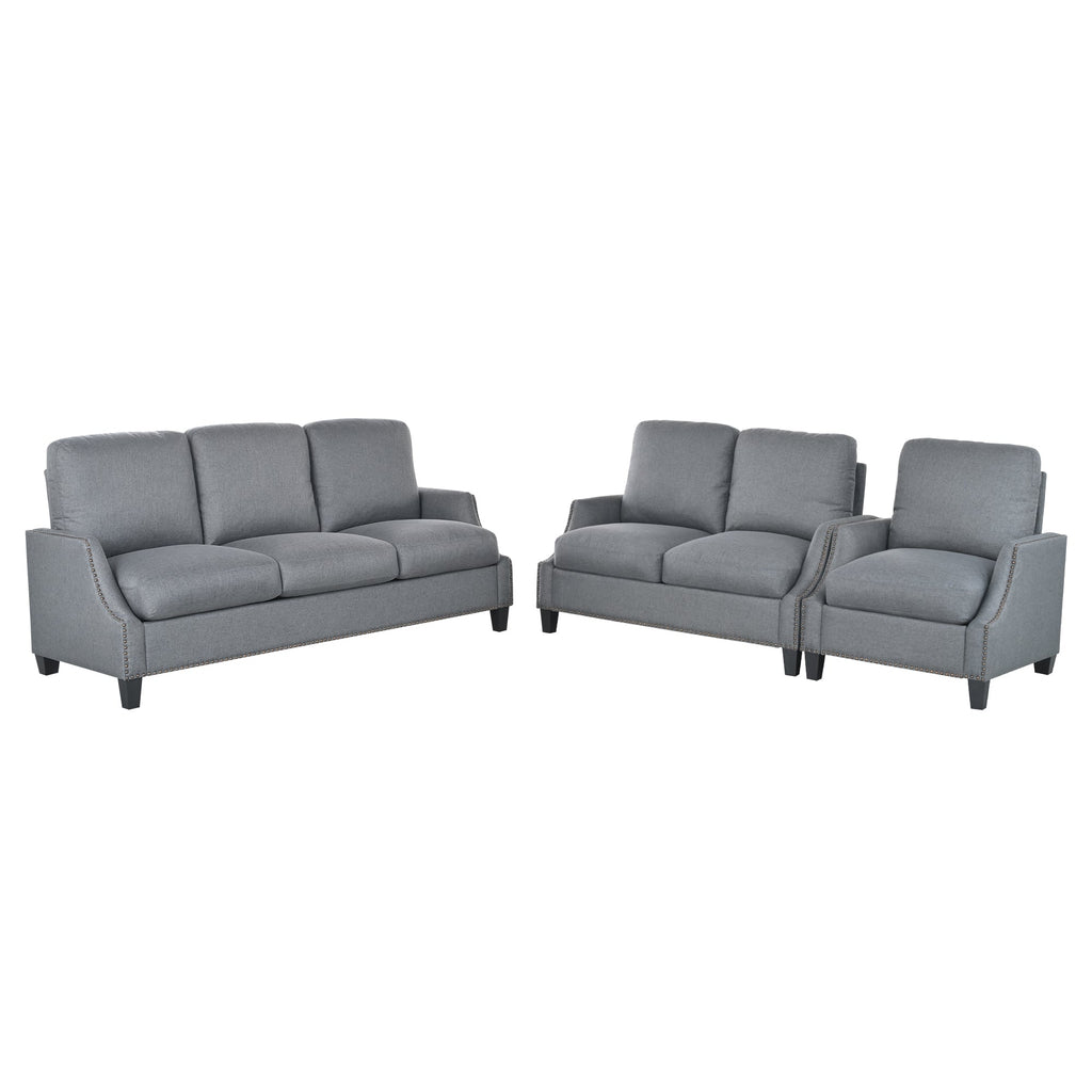 3 Piece Living Room Sofa Sets, Sectional Couch and Loveseat and Armchair Set, Modern 3 Seater Sofa + 2 Seater Couch+ Accent Chair Furniture Set for Apartment
