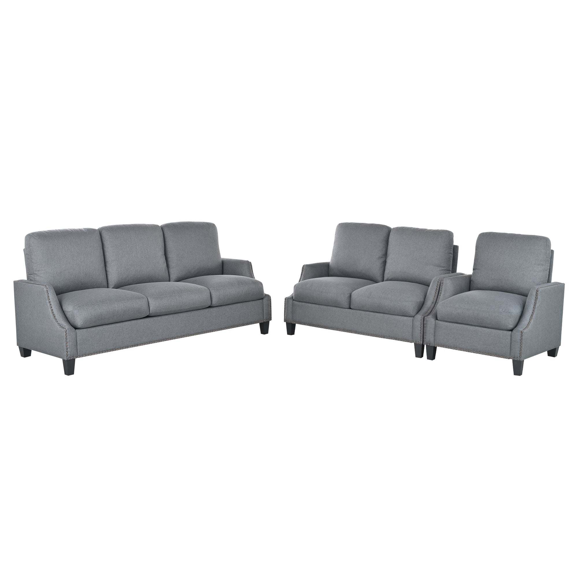 3 Piece Living Room Sofa Sets, Sectional Couch and Loveseat and Armchair Set, Modern 3 Seater Sofa + 2 Seater Couch+ Accent Chair Furniture Set for Apartment