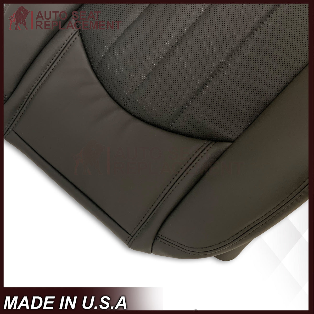 2008-2012 Buick Enclave Driver or Passenger Bottom Perforated Seat Cover in Black: Choose Leather or Vinyl