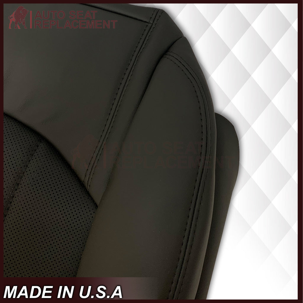 2007-2012 GMC Acadia Denali Driver or Passenger Bottom Perforated Seat Cover in Black: Choose Leather or Vinyl