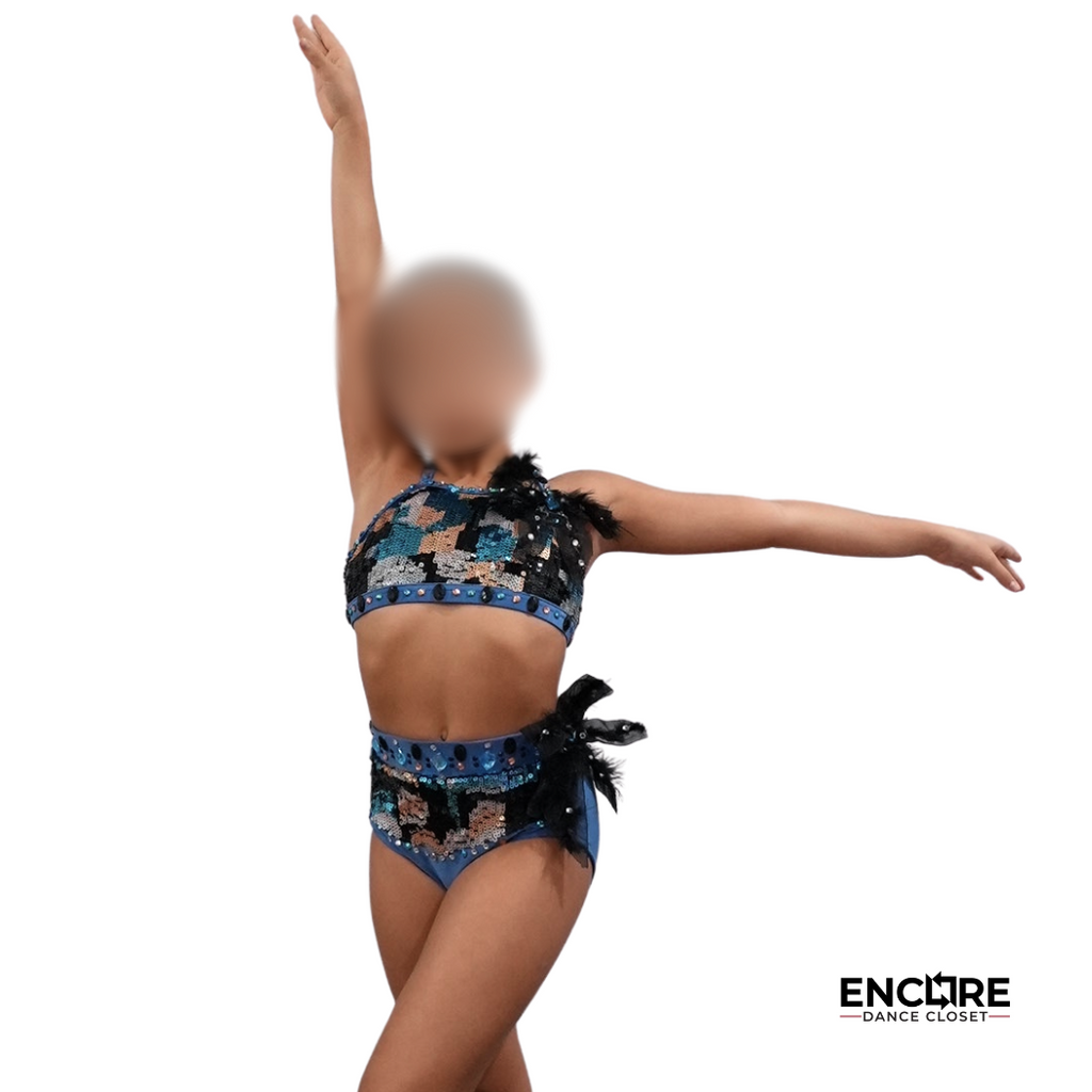 Blue Sequined Two-Piece