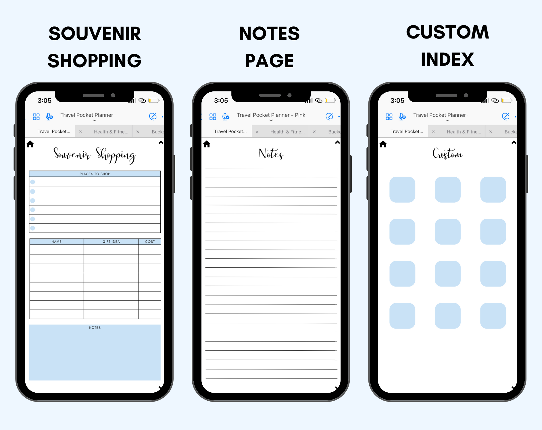 Digital Travel Phone Planner Blue
