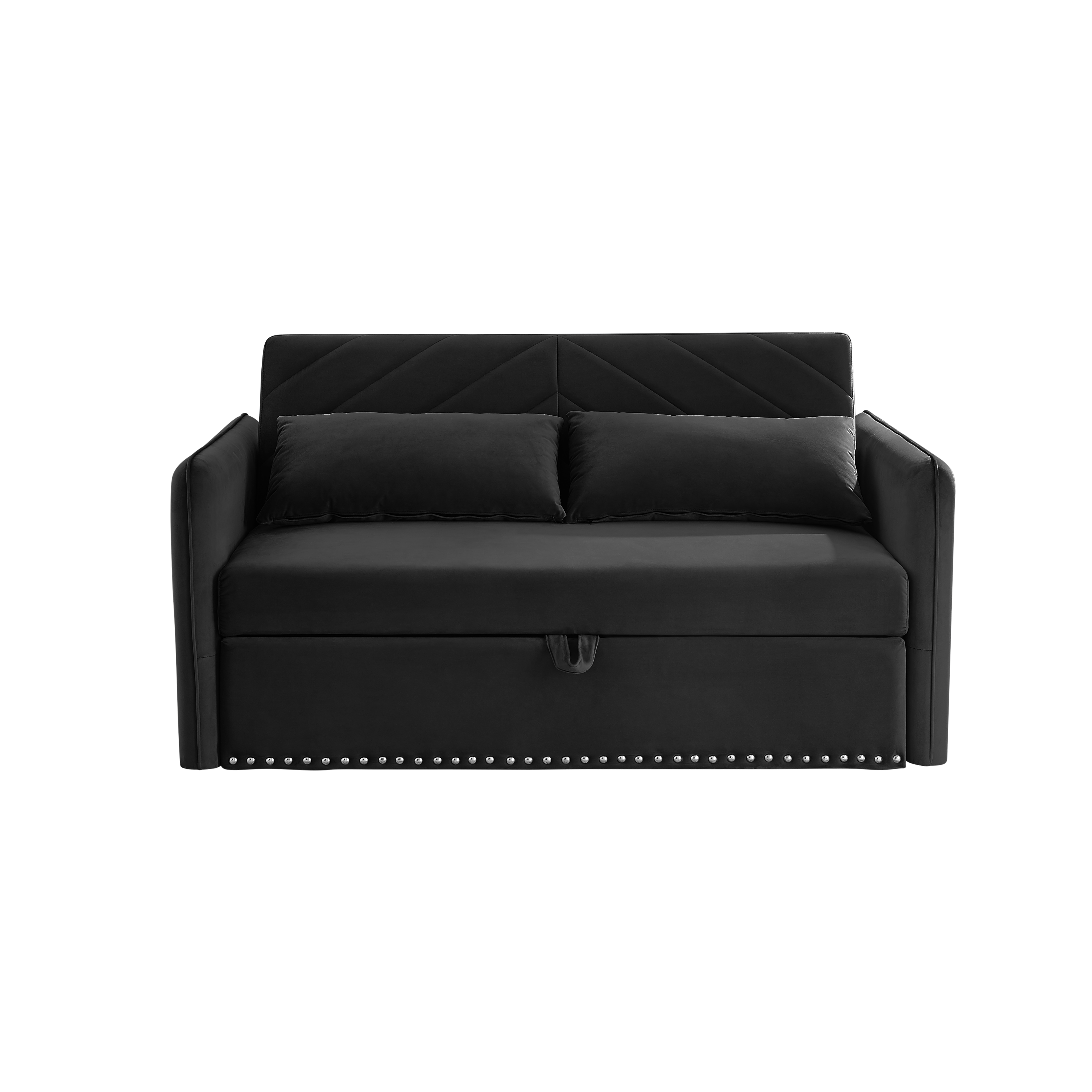 MH' Sleeper Sofa Bed w/USB Port, 3-in-1 adjustable sleeper with pull-out bed, 2 lumbar pillows and side pocket, soft velvet convertible sleeper sofa bed, suitable for living room bedroom